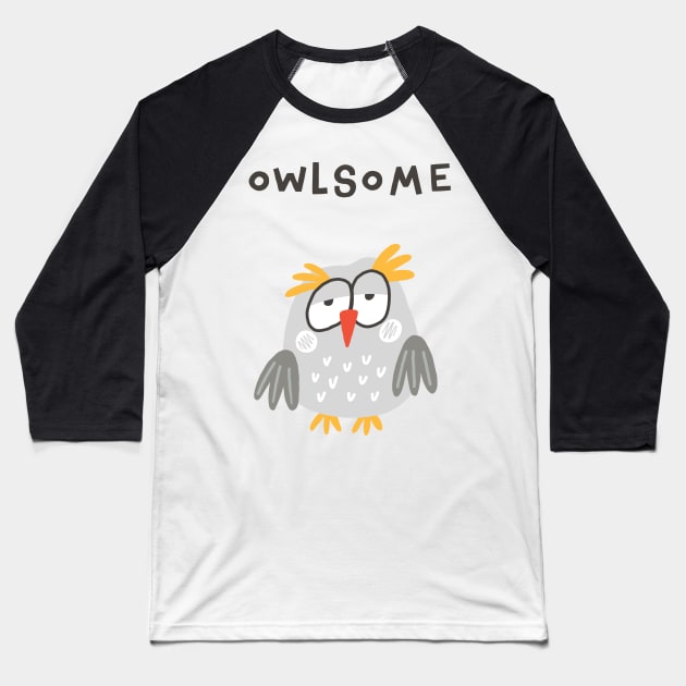 Owlsome Baseball T-Shirt by JunkyDotCom